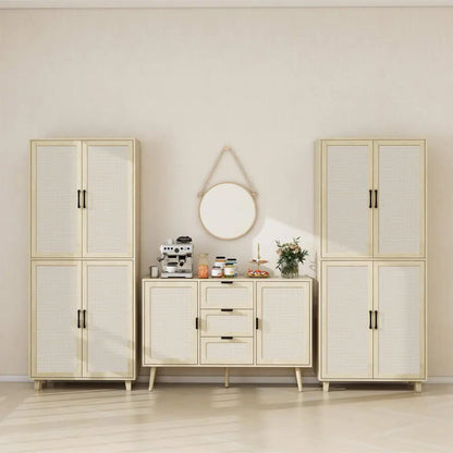 4 Door Cabinet, with 4 Adjustable Inner Shelves, Storage Cabinet MLNshops]