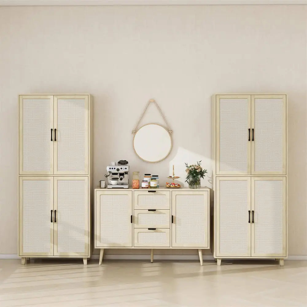 4 Door Cabinet, with 4 Adjustable Inner Shelves, Storage Cabinet MLNshops]