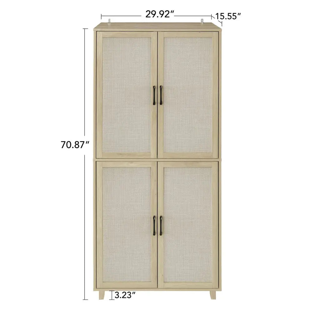 4 Door Cabinet, with 4 Adjustable Inner Shelves, Storage Cabinet MLNshops]