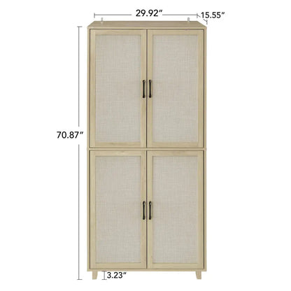 4 Door Cabinet, with 4 Adjustable Inner Shelves, Storage Cabinet MLNshops]