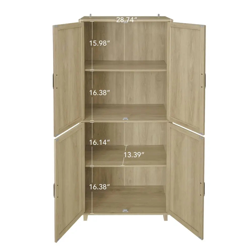 4 Door Cabinet, with 4 Adjustable Inner Shelves, Storage Cabinet MLNshops]