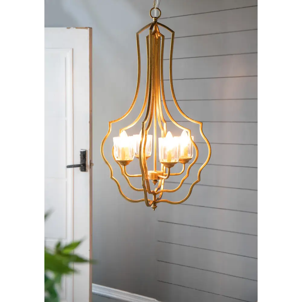 4 - Light Metal Chandelier, Hanging Light Fixture with Adjustable Chain for Kitchen Dining Room Foyer Entryway, Bulb Not Included MLNshops]