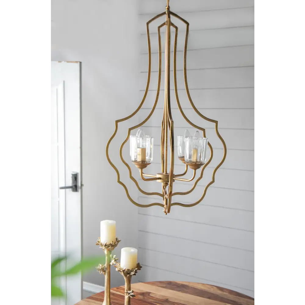 4 - Light Metal Chandelier, Hanging Light Fixture with Adjustable Chain for Kitchen Dining Room Foyer Entryway, Bulb Not Included MLNshops]