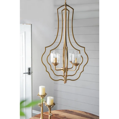 4 - Light Metal Chandelier, Hanging Light Fixture with Adjustable Chain for Kitchen Dining Room Foyer Entryway, Bulb Not Included MLNshops]