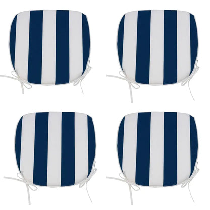 4 PCS Set Outdoor Chair Cushions Seat Cushions with Straps, Patio Chair Pads（Blue / White Color） MLNshops]