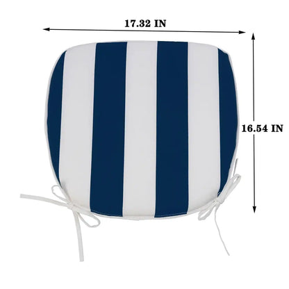 4 PCS Set Outdoor Chair Cushions Seat Cushions with Straps, Patio Chair Pads（Blue / White Color） MLNshops]