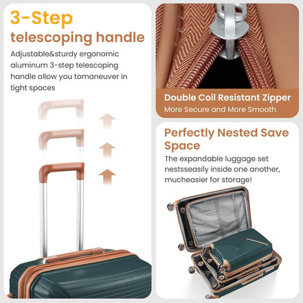 MLNshops 4 Piece Luggage Set with Spinner Wheels - Durable Travel Gear