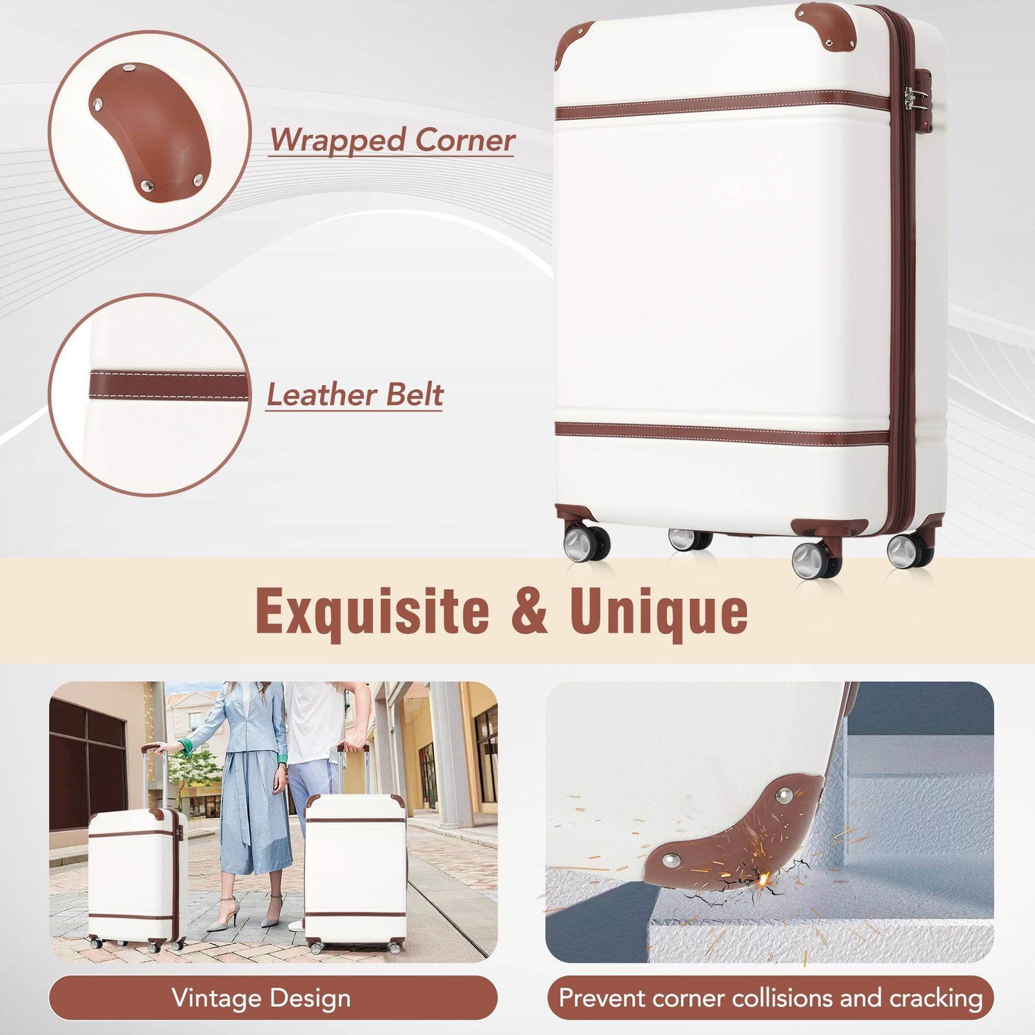 MLNshops 4 Piece Spinner Suitcase Collection - Durable Luggage Set