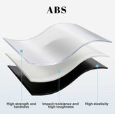 Diagram of ABS material with labeled properties on a white background