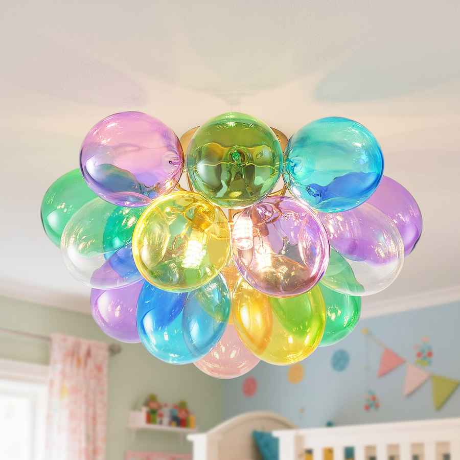 Colorful balloon chandelier in a child&