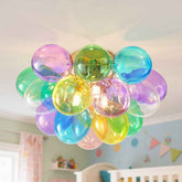 Colorful balloon chandelier in a child&