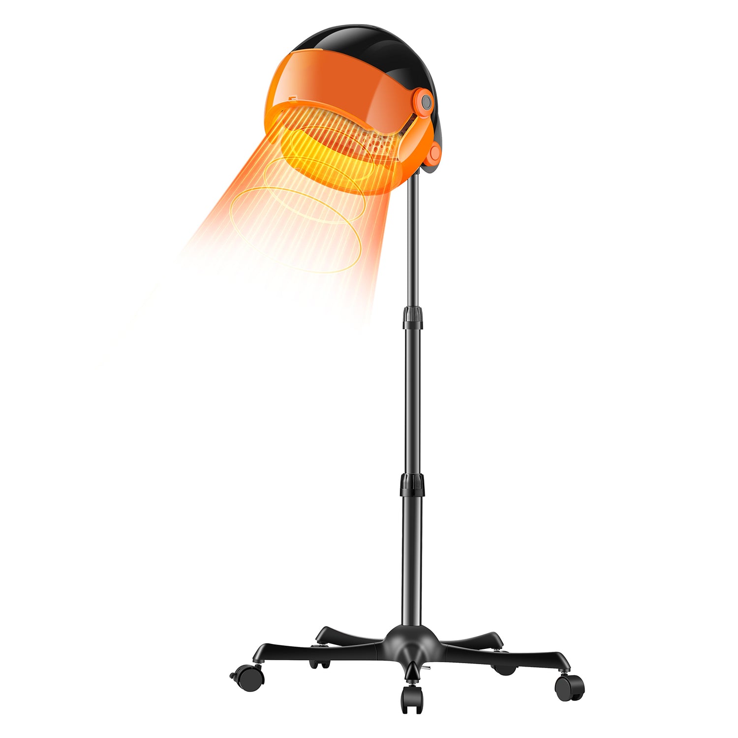 Hair dryer with an orange nozzle on a white background