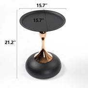 Dimensions of the Modern Metal Mermaid Tail Coffee Table: 15.7-inch diameter and 21.2-inch height. Compact and elegant round side table.