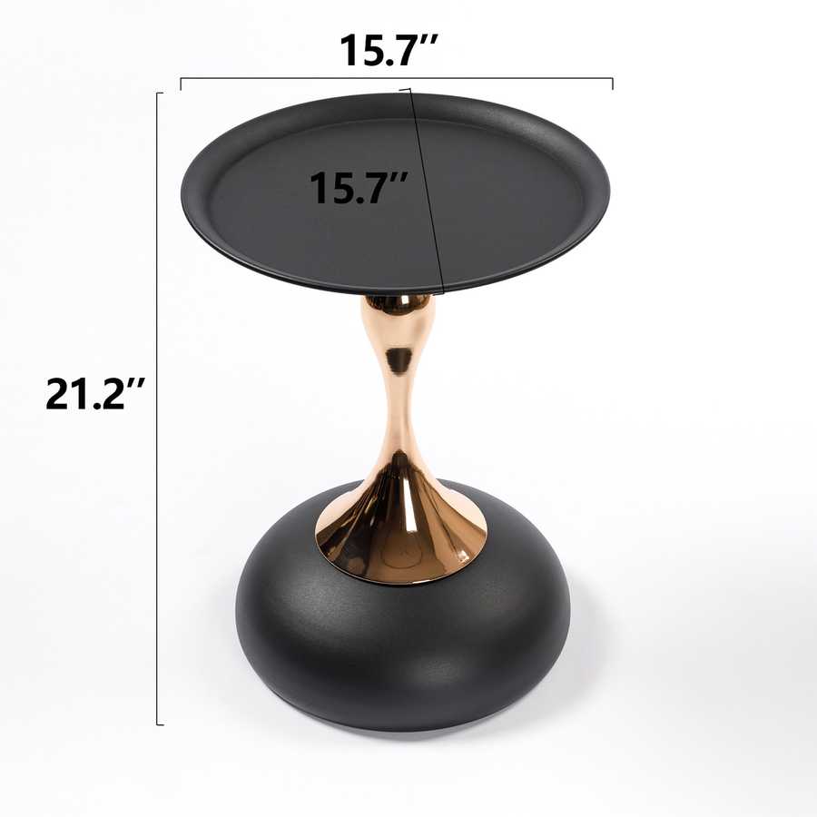 Dimensions of the Modern Metal Mermaid Tail Coffee Table: 15.7-inch diameter and 21.2-inch height. Compact and elegant round side table.
