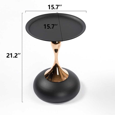 Dimensions of the Modern Metal Mermaid Tail Coffee Table: 15.7-inch diameter and 21.2-inch height. Compact and elegant round side table.
