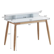 Roskilde Mid-Century Modern Wood Writing Desk with Hutch, Grey