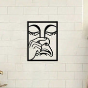 Funny Nose Picking Expression Wall Art mounted on white tiled wall, adds playful charm to modern home interiors.