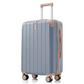 Blue suitcase with beige accents on a white background