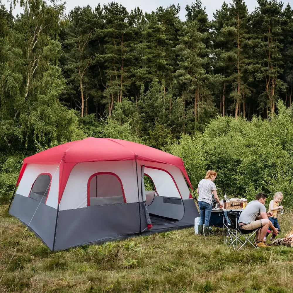 430*430*210cm Polyester Cloth Fiberglass Poles Can Accommodate 14 People Camping Tent Red And White MLNshops]