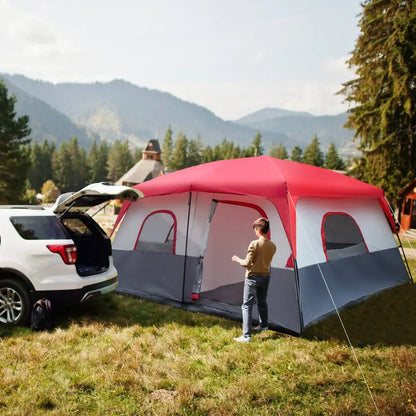 430*430*210cm Polyester Cloth Fiberglass Poles Can Accommodate 14 People Camping Tent Red And White MLNshops]