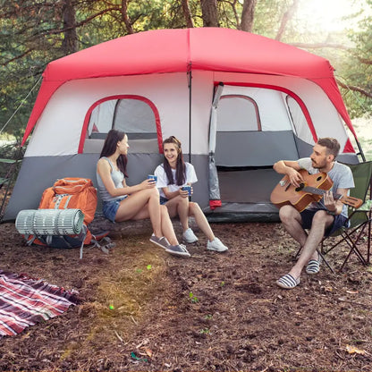 430*430*210cm Polyester Cloth Fiberglass Poles Can Accommodate 14 People Camping Tent Red And White MLNshops]