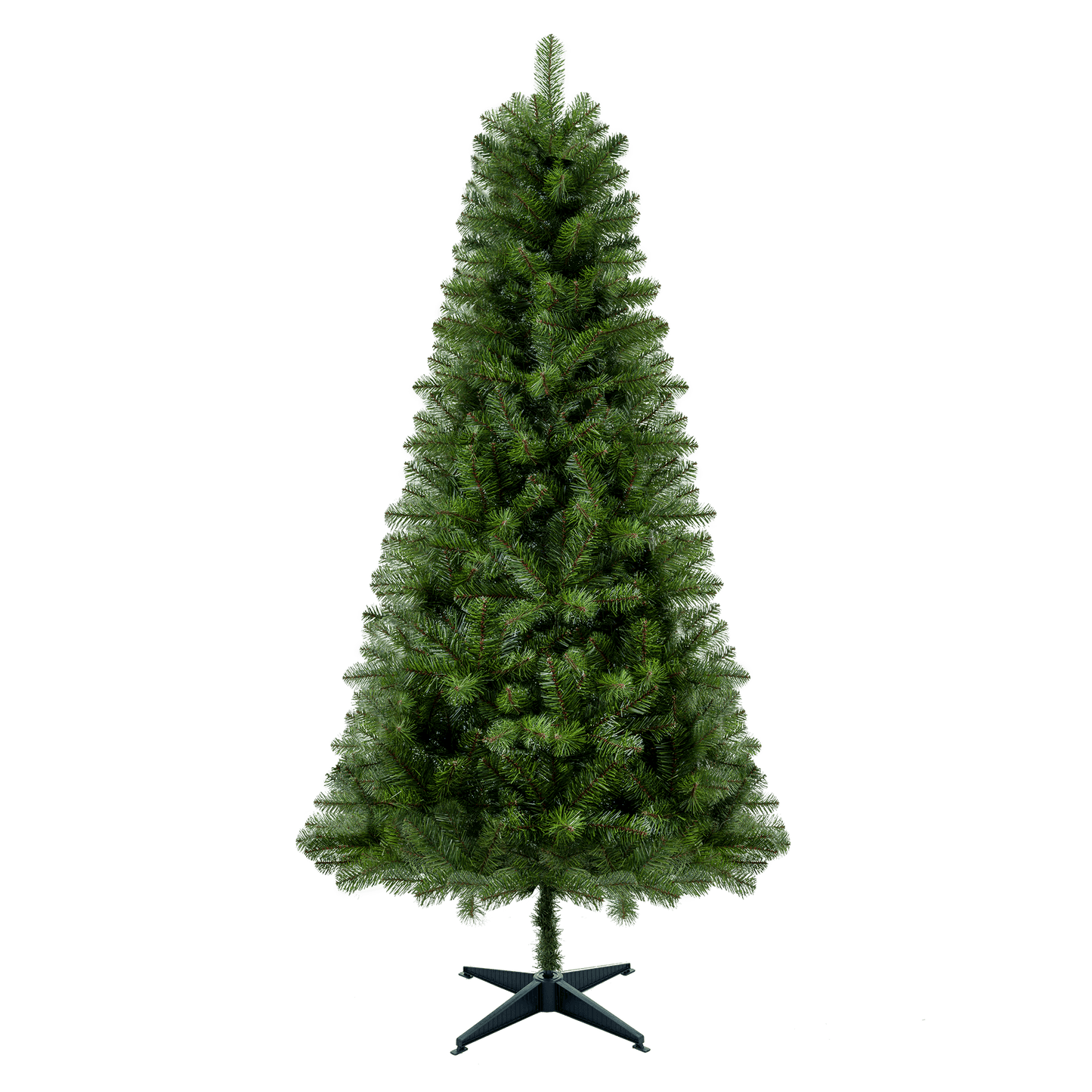 6FT Hinged Unlit Artificial Christmas Tree with 582 Tips, Full PVC Branches, Green Holiday Tree with 4-Leg Plastic Stand for Indoor Christmas Decoration