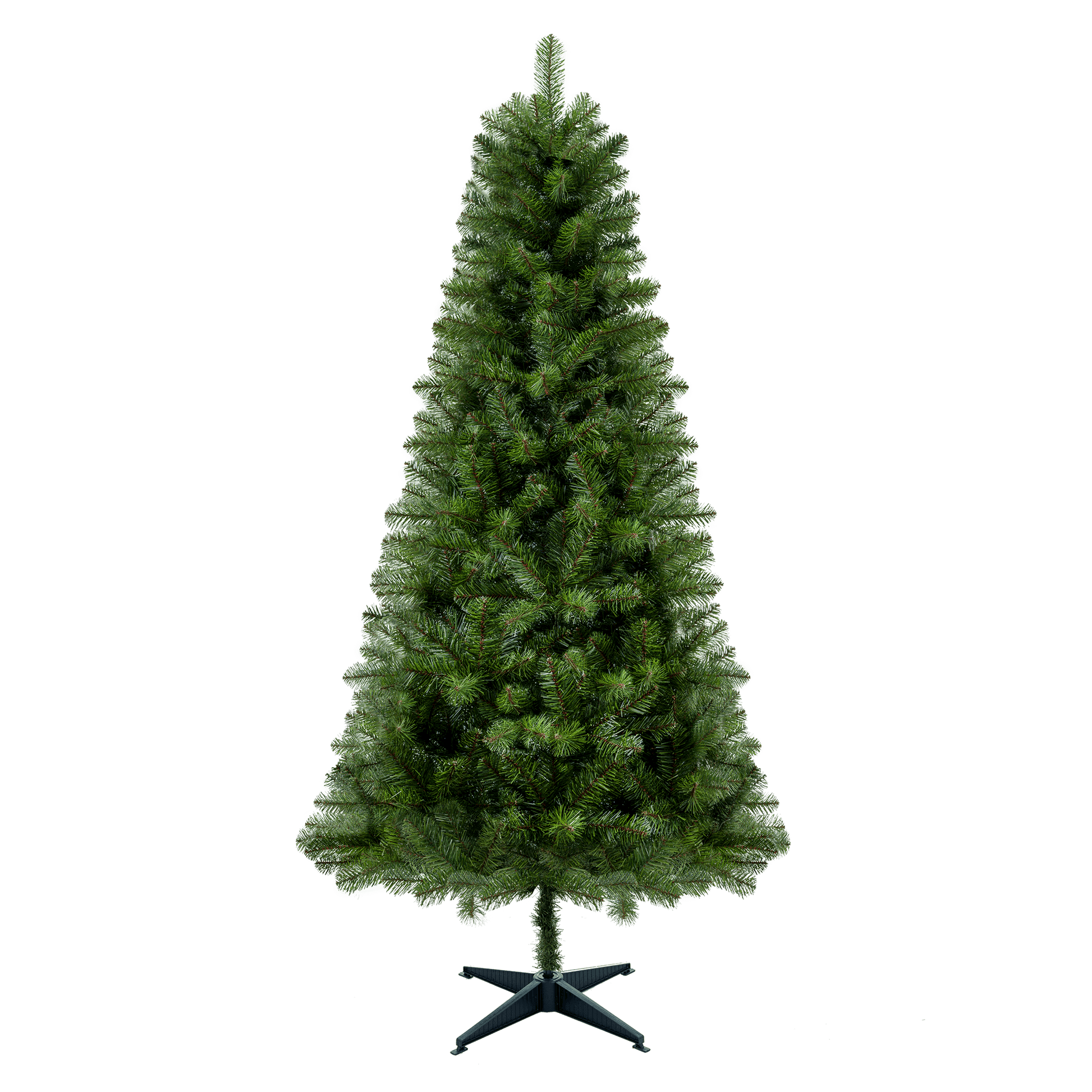 6FT Hinged Unlit Artificial Christmas Tree with 582 Tips, Full PVC Branches, Green Holiday Tree with 4-Leg Plastic Stand for Indoor Christmas Decoration