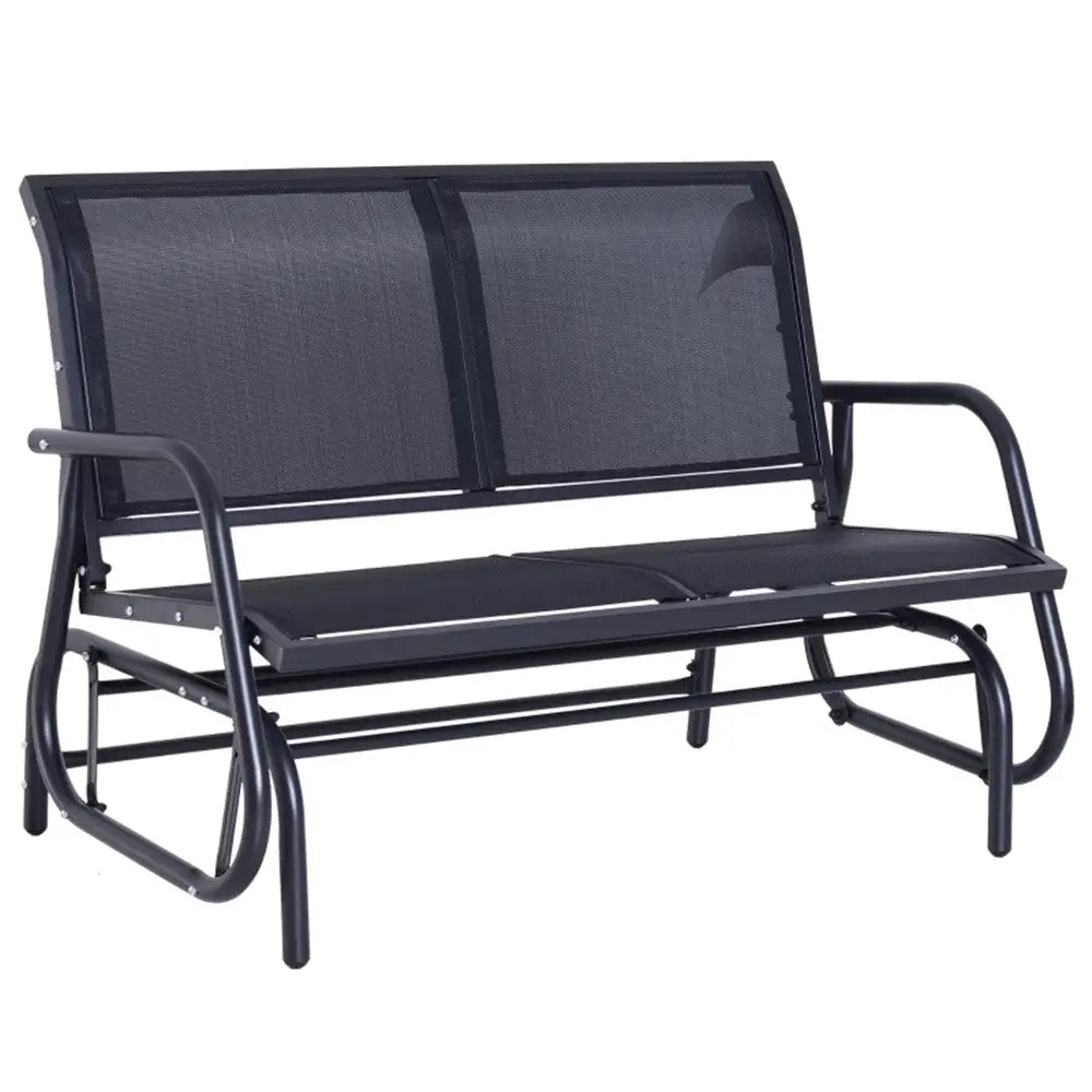 45" L x 18.5" W 2-seat garden chairs Black MLNshops]