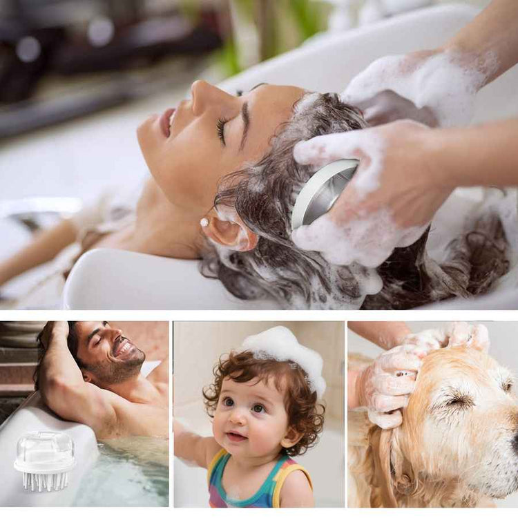 Collage of a person washing a woman&