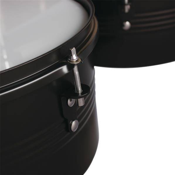 Percussion 13" & 14" Timbales Drum Set with Stand and Cowbell Black
