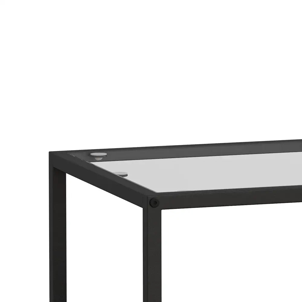 47.24"Rectangle Glass Coffee Table with storage shelf and metal table legs , Home Furniture for Living Room MLNshops]