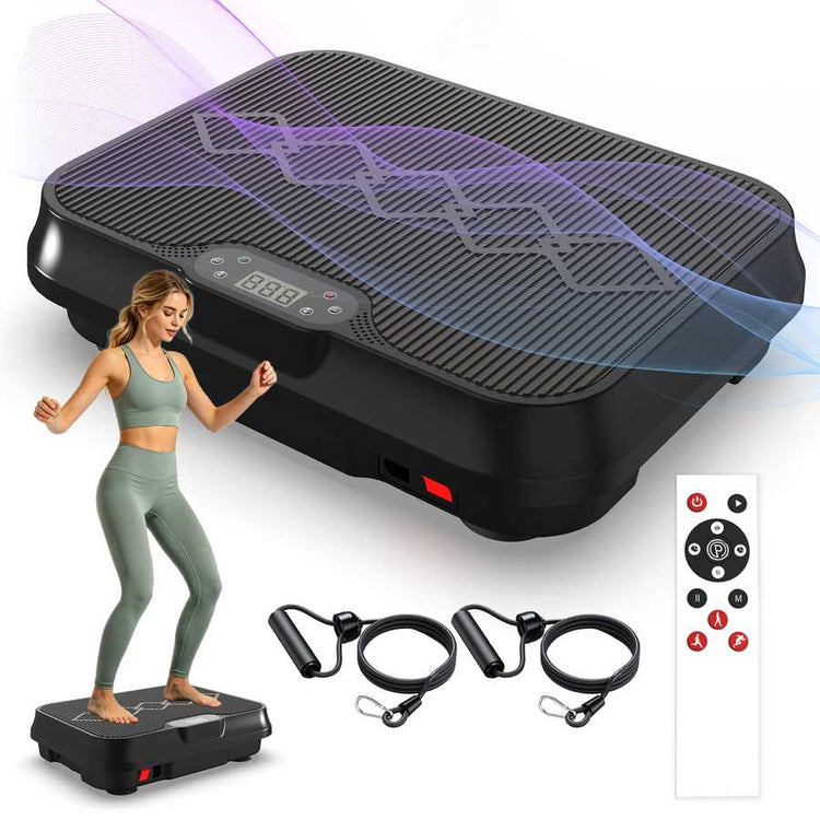 Vibration Plate Exercise Machine with digital display and resistance bands