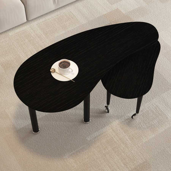 Stylish 360 Rotatable Coffee Table featuring a kidney-shaped black surface and hidden storage, perfect for contemporary accent table use.