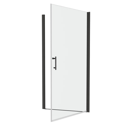 1 3/8" adjustment,universal pivot shower door, open outside, with 1/4" tempered glass and Matted black finish 2872 MLNshops]