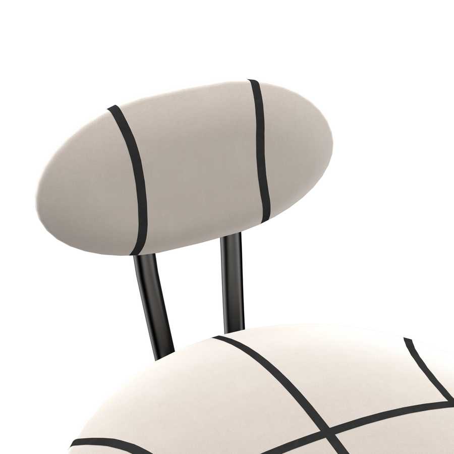 Upholstered Bar Stools Set of 2 Striped Counter Height Barstools Modern Velvet Dining Chairs for Kitchen Island, Living Room (Black & Stripe)