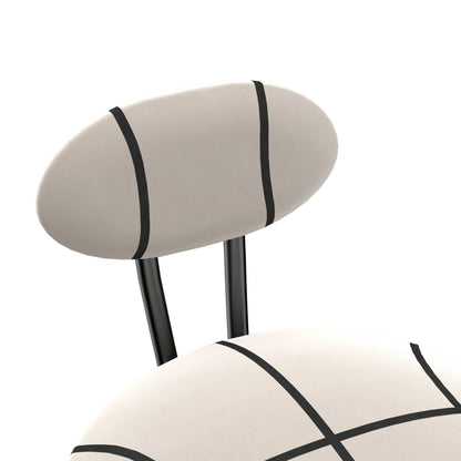 Upholstered Bar Stools Set of 2 Striped Counter Height Barstools Modern Velvet Dining Chairs for Kitchen Island, Living Room (Black & Stripe)