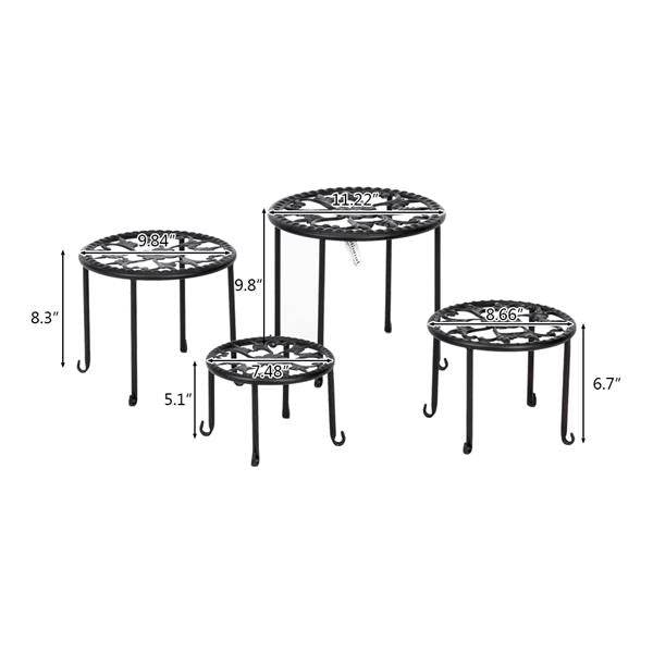 4 Round Ironwork Plant Racks With 4-1 Black Paint Prints
