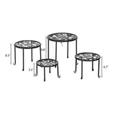 4 Round Ironwork Plant Racks With 4-1 Black Paint Prints