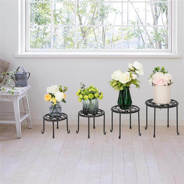 4 Round Ironwork Plant Racks With 4-1 Black Paint Prints