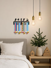 Decorative metal rabbit wall sculpture with medals in living room