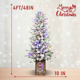 Flocked Christmas tree with LED lights 4 ft size diagram