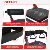 Gym equipment with features highlighted on a white background