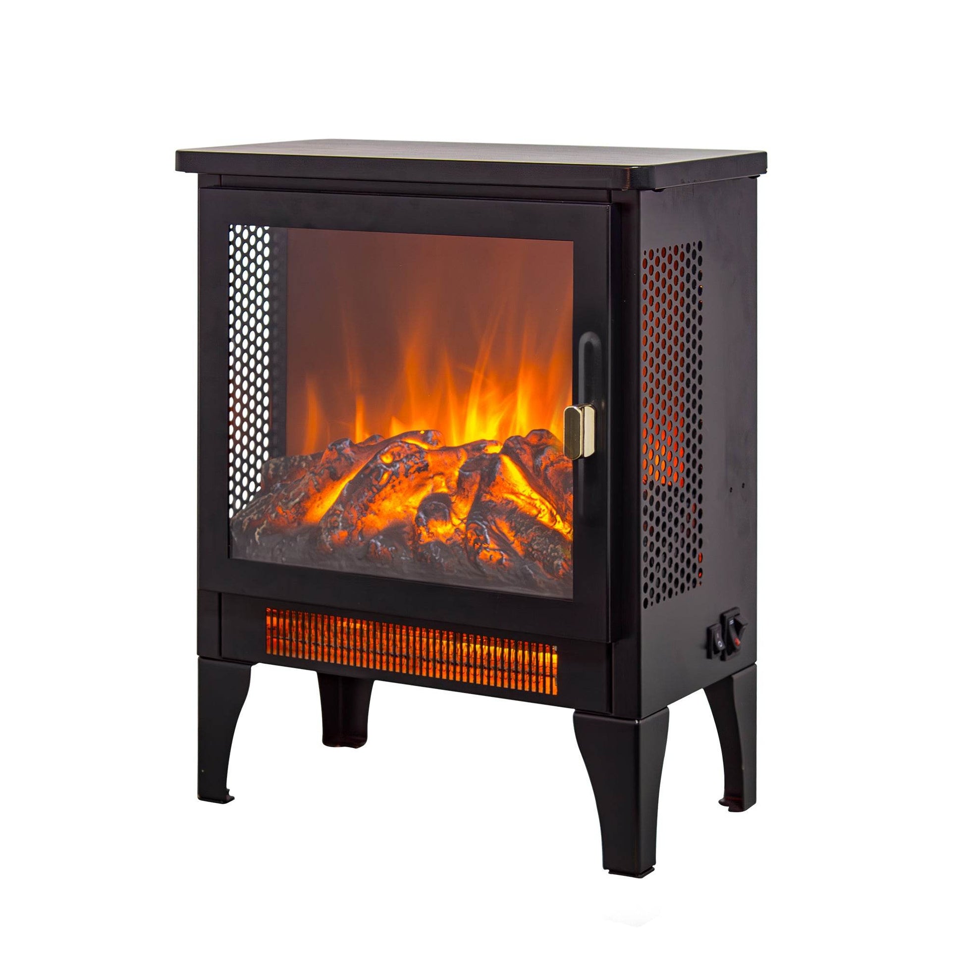 17 inch Freestanding Electric Fireplace Stove heater with 3D Flame effect,Black Default