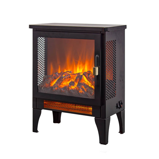 17 inch Freestanding Electric Fireplace Stove heater with 3D Flame effect,Black Default