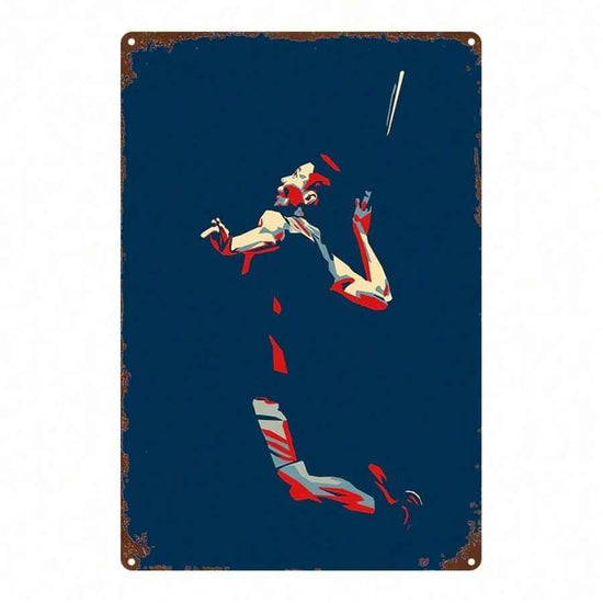 Vintage Badminton Player Metal Sign for Unique Decor
