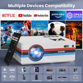 FUDONI multimedia projector with multiple device compatibility and remote control