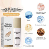 Color Changing Foundation, Hydrating and Lightweight Liquid Foundations for Mature Skin, Natural Coverage for All Skin Tones