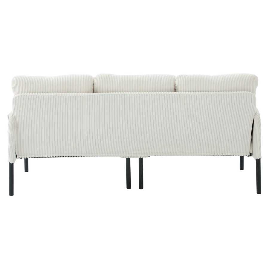 Light gray sofa with black legs on a white background