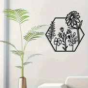 Hexagon botanical wall art set for modern home decor