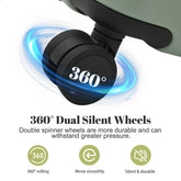 360-degree dual silent wheels with text and icons on a white background